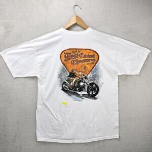Vintage West Coast Choppers Shirt Mens XL White Skeleton Biker Y2K Grunge